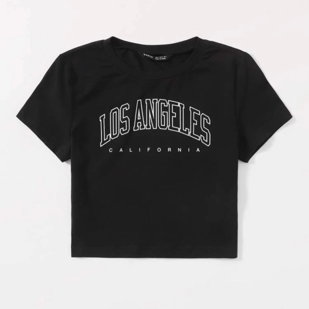 SHIEN Black Fitted Crop Top